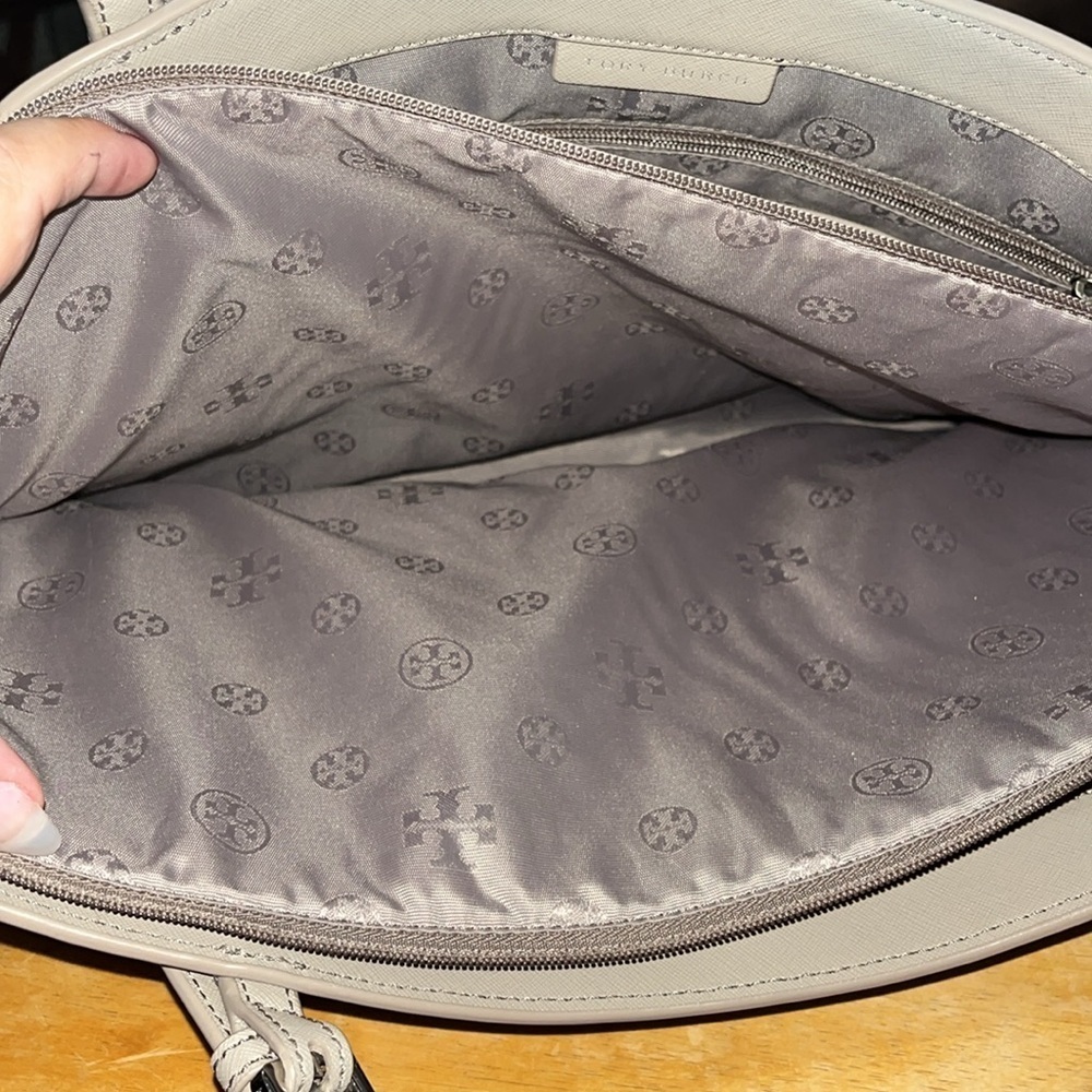 Tory Burch Gray Saffiano Leather Tote - Picture 16 of 16